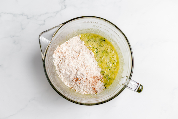 dry ingredients added to batter