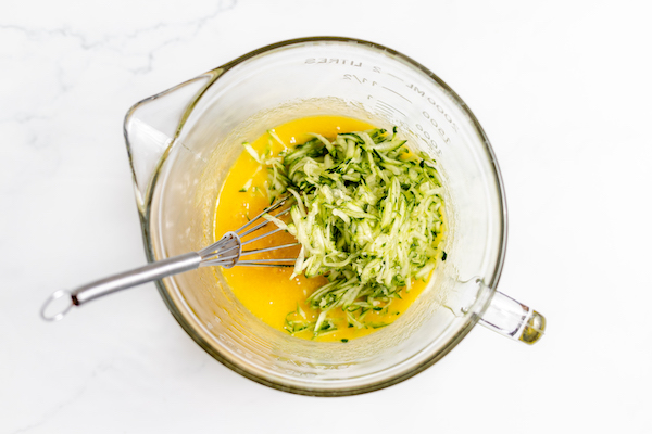 zucchini and eggs in a bowl