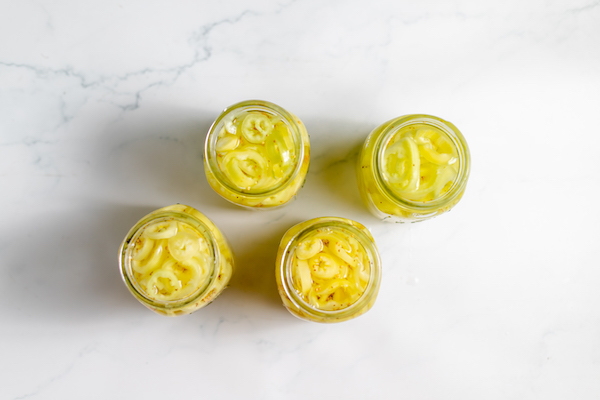 jars of banana peppers