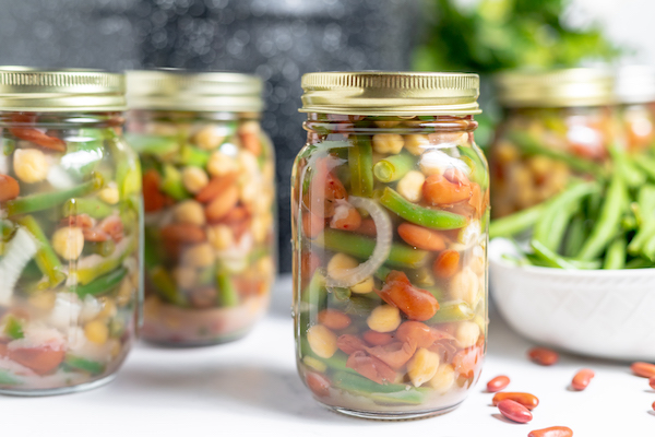 jars of pickled 3 bean salad