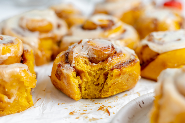 Fluffy Pumpkin Sourdough Cinnamon Rolls